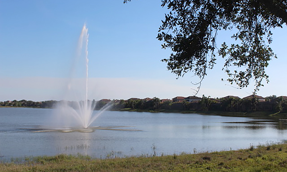 Country Club East fountain in lake