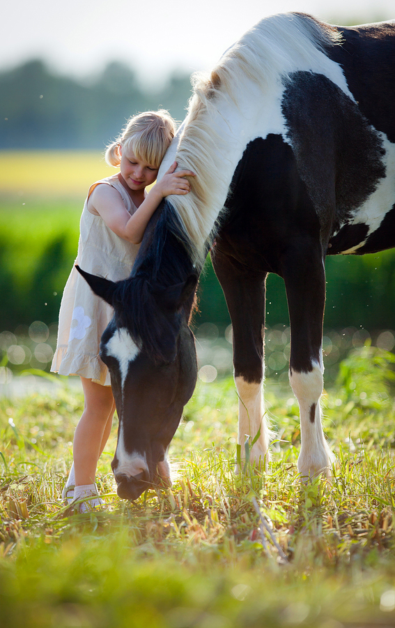 girl with horse in lakewood ranch field